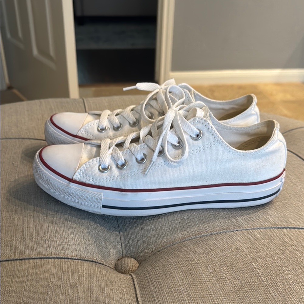 Converse Chuck Taylor All StarWhite Canvas Sneakers with Red Trim